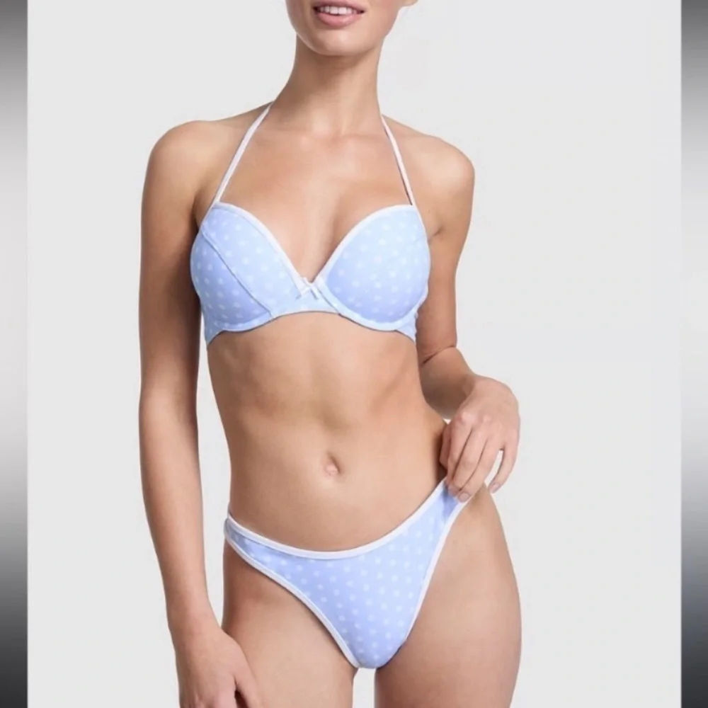 New! Frankie's Bikinis SET Addison Annabelle Blue Polka Dot Bikini 1578